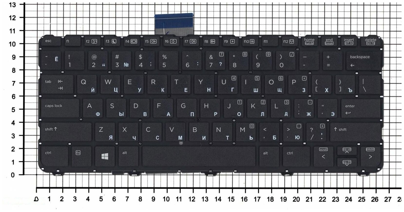 Клавиатура для ноутбука HP 814342-001 черная без рамки горизонтальный Enter