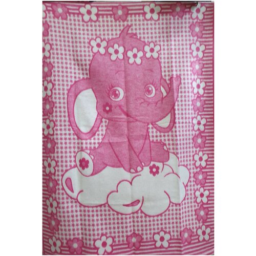 Одеяло 100% хлопок 100х118 рис. Слоненок на облаке (малиновый) 14-1