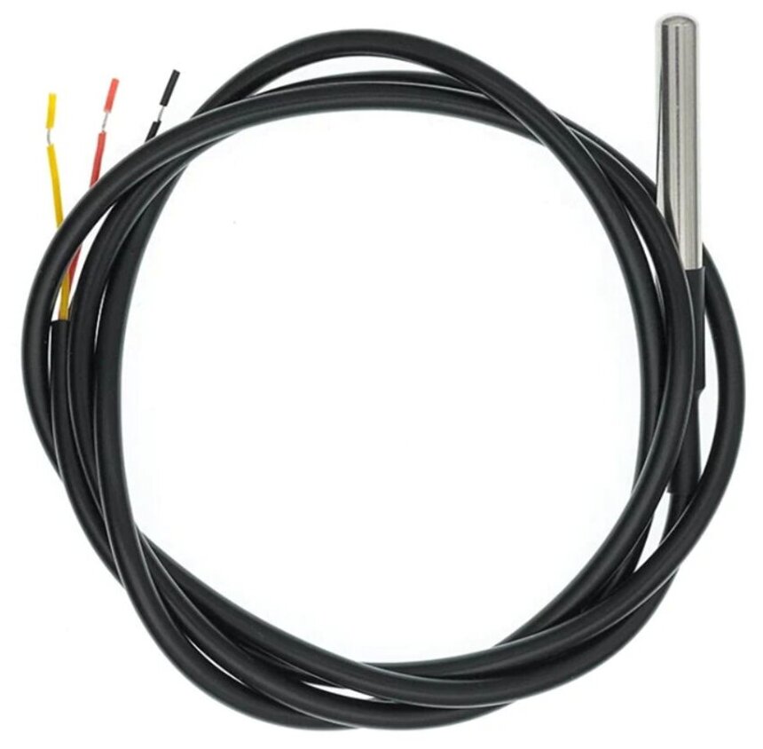 Модуль датчик температуры (цифровой термометр) DS18B20 герметичный водонепроницаемый IP67 трехпроводный кабель в металлической гильзе для Arduino