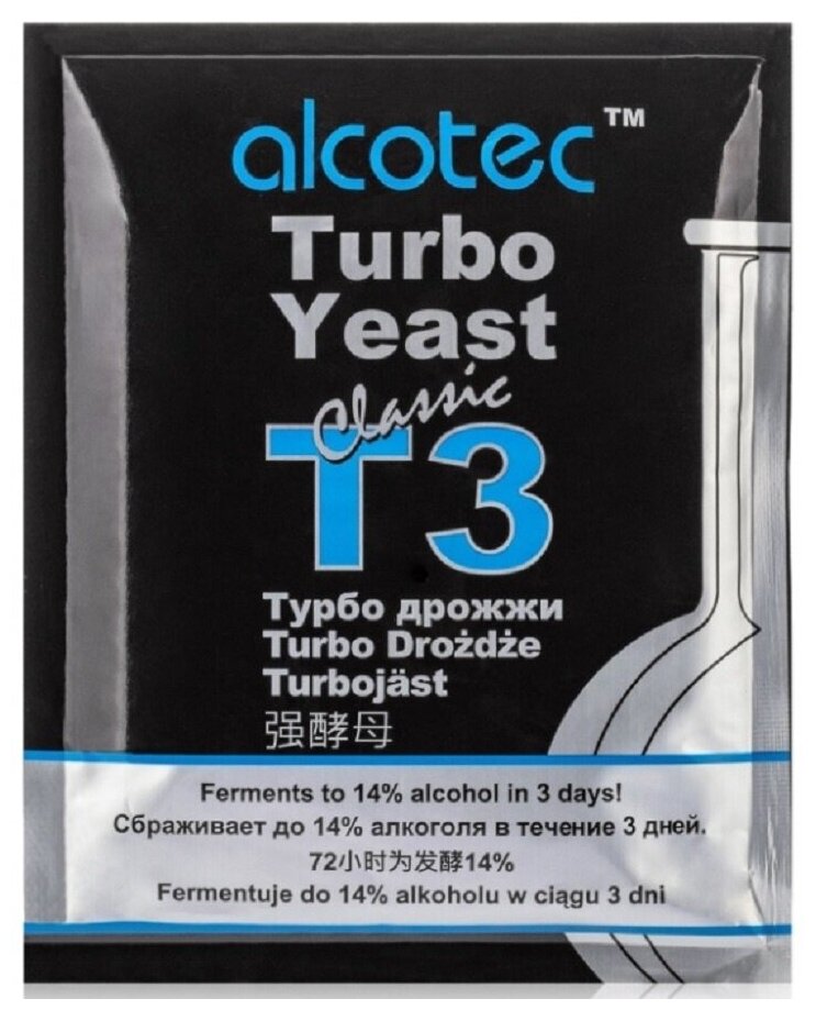 Дрожжи Alcotec Turbo 3 Classic (спиртовые дрожжи алкотек т3/комплект 3 штук) по 120 гр