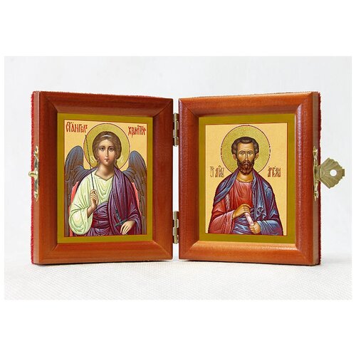 Складень именной Апостол от 70-ти Артема Листрийский - Ангел Хранитель, из двух икон 8*9,5 см