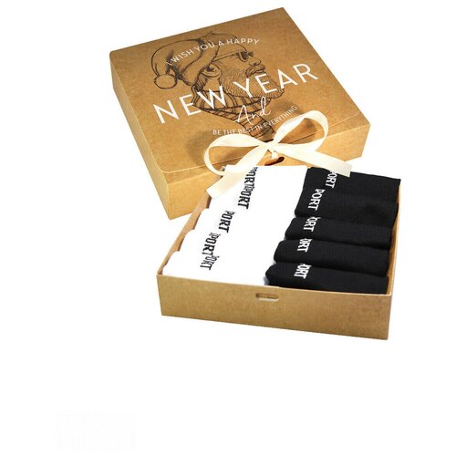 фото Носки мужские "status" новый год, спортивные, 10 пар, белый, черный размер 27