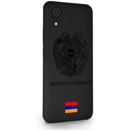 Черный силиконовый чехол для Samsung Galaxy A03 Core Черный лаковый Герб Армении для Самсунг Галакси А03 Кор
