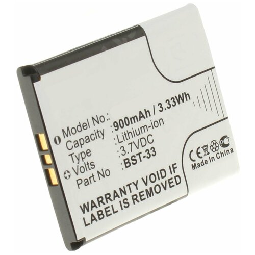 Аккумулятор iBatt iB-B1-M355 900mAh для Sony Ericsson BST-33,