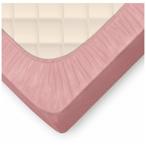 Простыня на резинке трикотажная, 160х200х25, 120 г/мкв, розовый