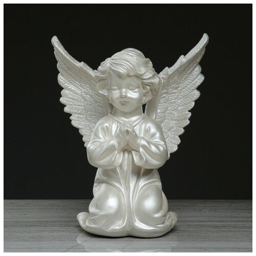 фото Статуэтка "ангел с крыльями", перламутровый, 35 см premium gips