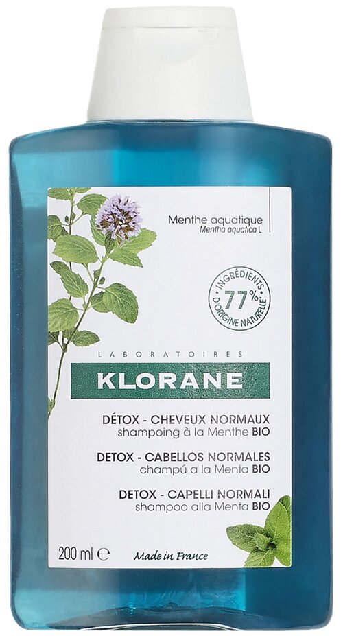 Klorane шампунь Anti-Pollution detox with Aquatic Mint, 200 мл