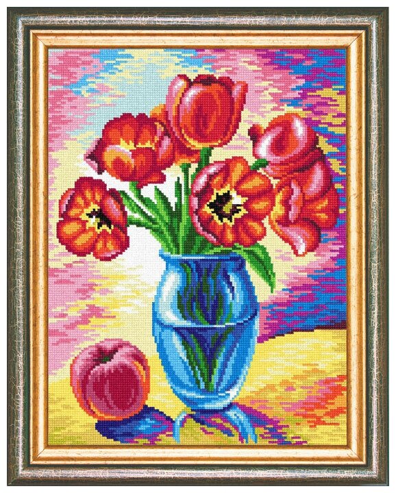 Рисунок на канве Borovsky&Sons (страмин), Чарiвниця, Букет тюльпанов, 30*40 см (J27)
