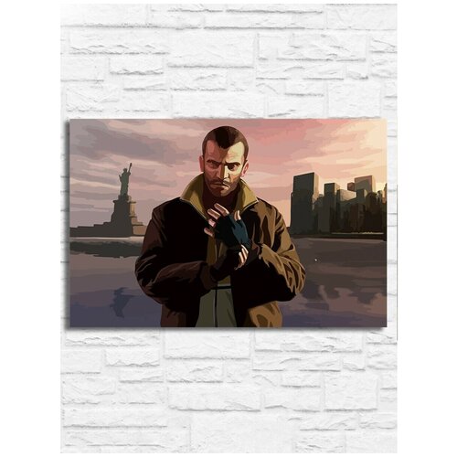 Картина по номерам на холсте игра GTA IV (Нико Беллик) - 8592 Г 30x20