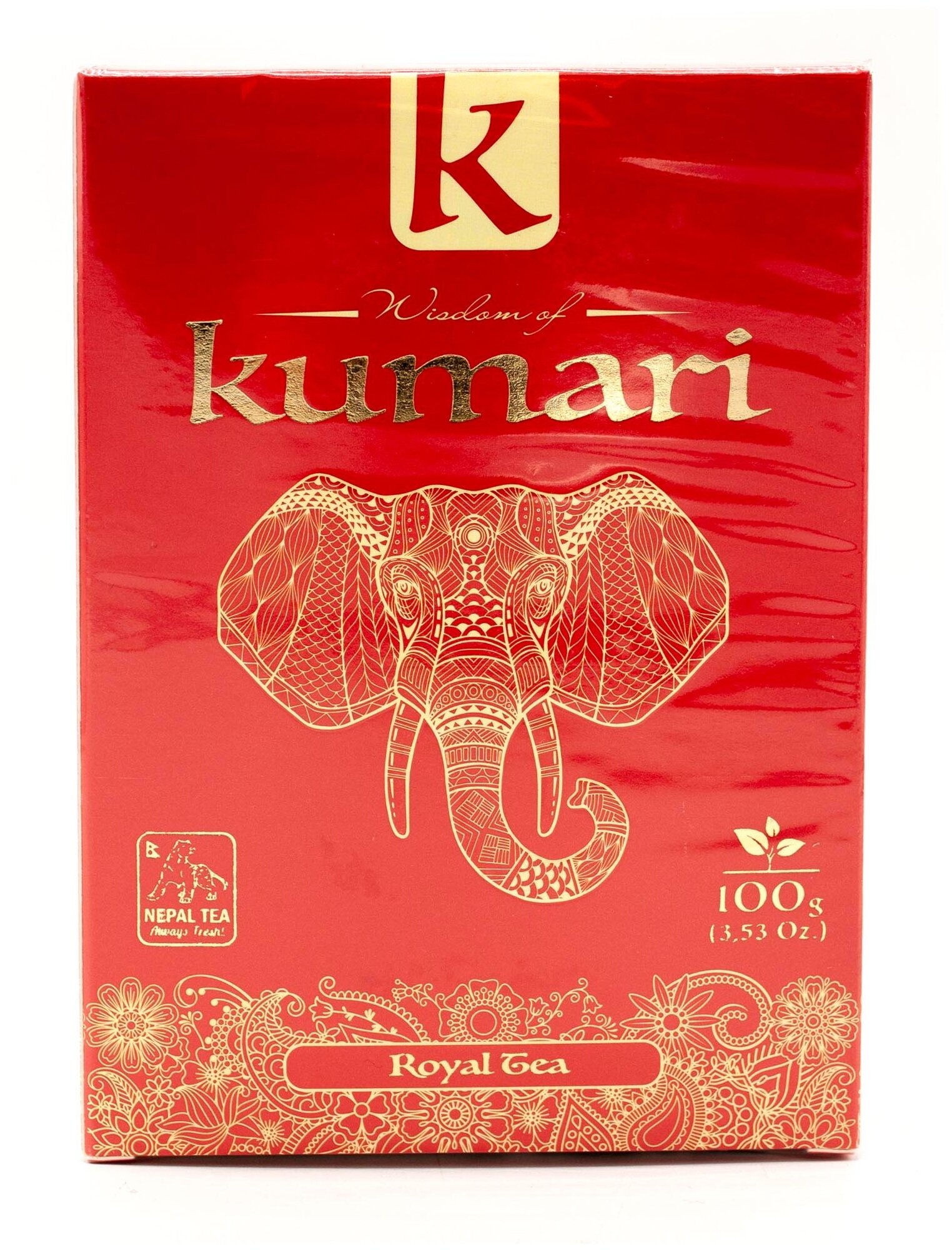 Чай Мудрость Кумари "Королевский" чёрный крупнолистовой OPA 100гр. Индия. в картонной упаковке.