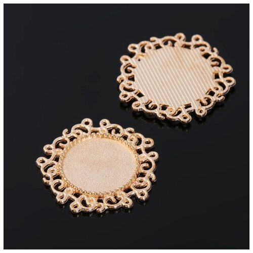 фото Queen fair рамка с сеттингом (набор 4шт), площадка 14мм, jc-611, цвет золото