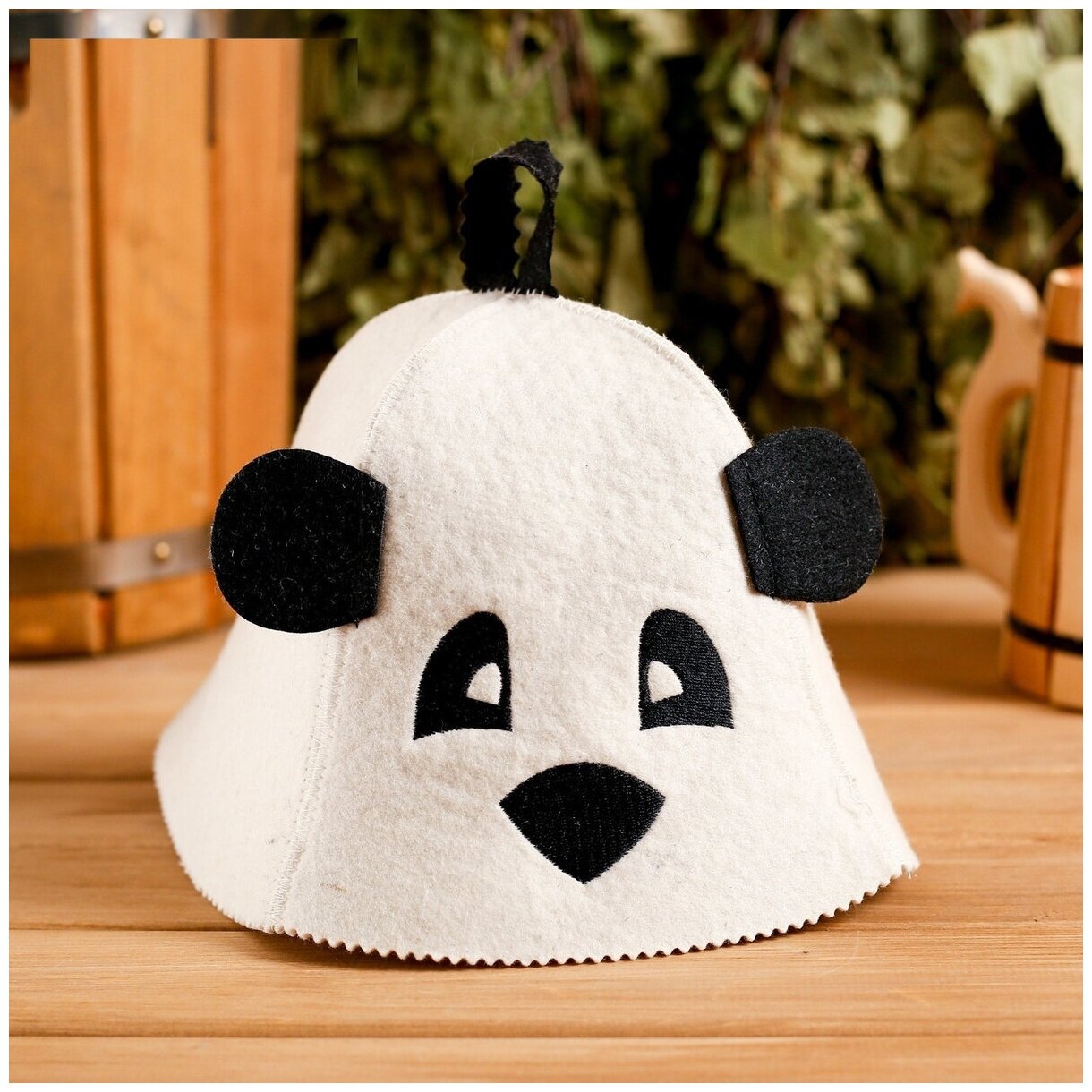 Колпак для бани шапка с детской термопечатью"Панда" с ушками, войлок, 100% шерсть Добропаровъ 26348 . - фотография № 2