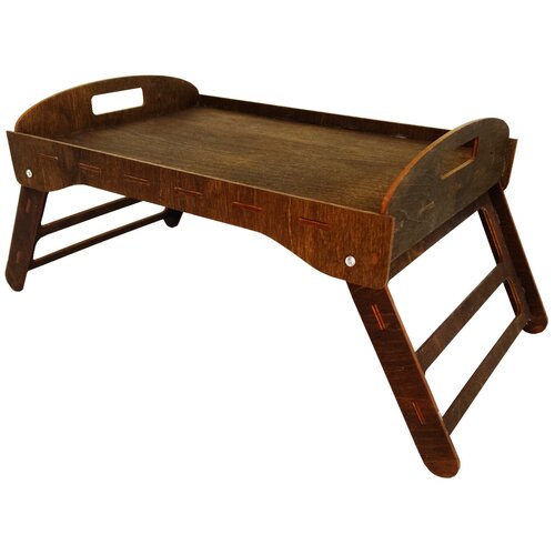Столик поднос размер - 42х28,5х9см, материал - дерево, Цвет коричневый, столик для завтрака, столик в постель, складной столик.