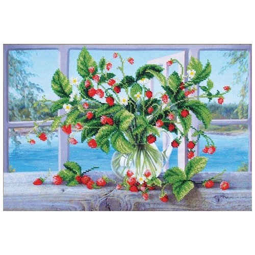 Земляника на окне (рис. на ткани 39х27)