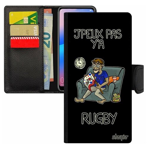 фото Чехол книжка на телефон redmi 6a, "не могу - смотрю регби!" юмор комикс utaupia