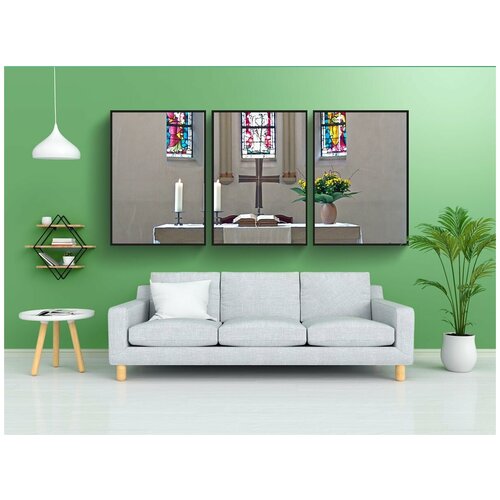 фото Набор модулных постеров для интерьера "церковь, алтарь, христианин" 60x90 см. в тубусе, без рамки lotsprints