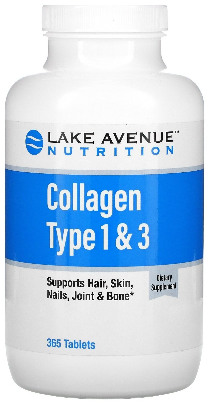 Lake Avenue Nutrition гидролизованный коллаген 1 и 3 типов 1000 мг 365 таблеток