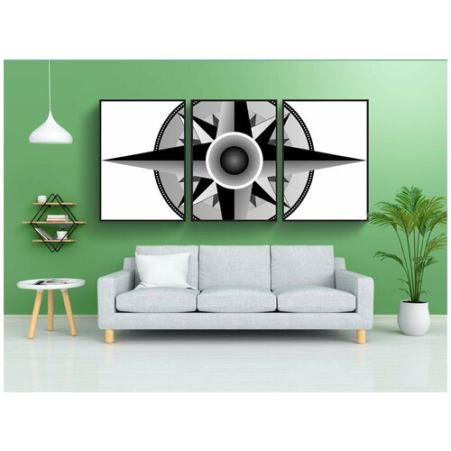 фото Набор модулных постеров для интерьера "картография, компас, карта" 60x90 см. в тубусе, без рамки lotsprints