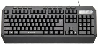 Клавиатура проводная игровая SONNEN KB-7700, USB, 104 клавиши + 10 программируемых клавиш, 3 режима подсветки, черная, 513512, 513512