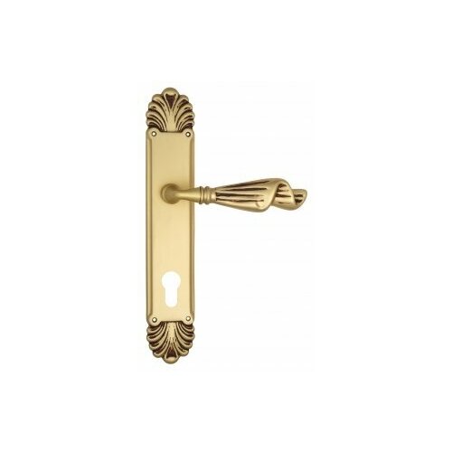 Дверная ручка Venezia OPERA CYL на планке PL87 французское золото + коричневый