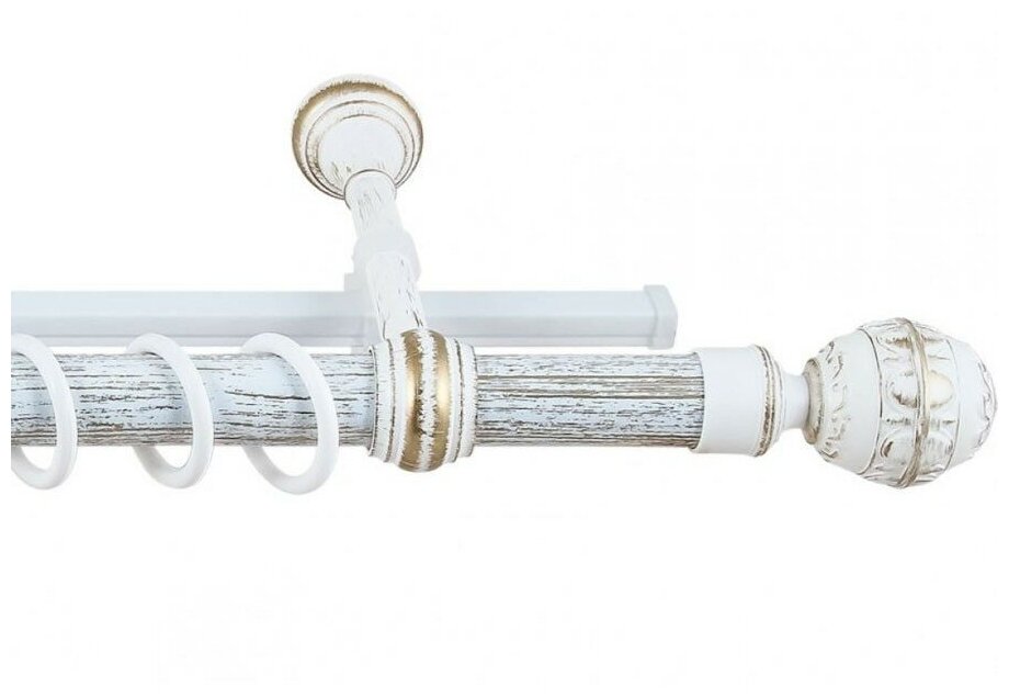 фото Карниз круглый настенный L=1,6 м "Венеция Белое золото" двухрядный