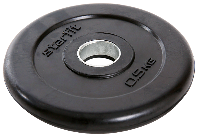 Диск Starfit BB-202 0,5 кг, d=26 мм, стальная втулка, черный, обрезиненный