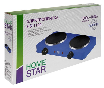 Электроплитка HomeStar HS-1104, 1000Вт, 2 конфорки, 155мм, чугун, серия сапфир 8751 (арт. 771192) - фотография № 3