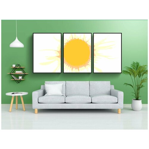 фото Набор модулных постеров для интерьера "солнце, желтый, маргарет" 60x90 см. в тубусе, без рамки lotsprints