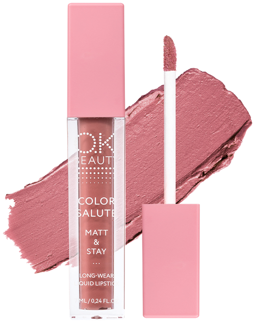 OK Beauty жидкая помада для губ Color Salute Matt & Stay стойкая матовая, оттенок chill