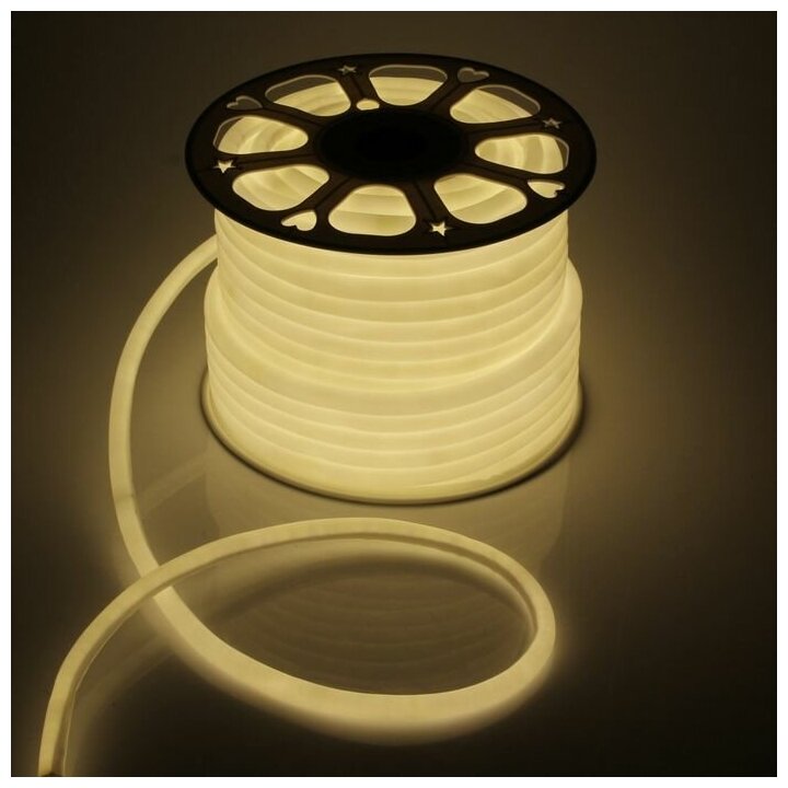 Гибкий неон Luazon Lighting 16 мм круглый, IP65, 50 м, SMD2835, 120 LED/м, 220 В, свечение белое - фотография № 1