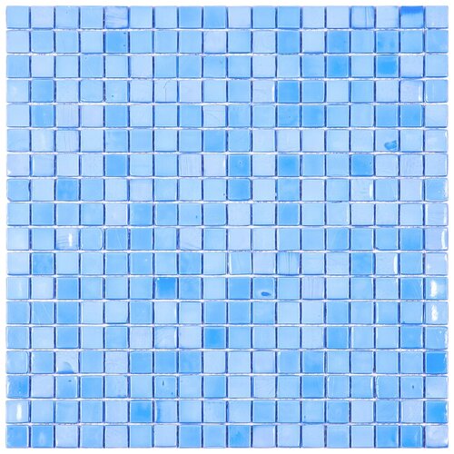 Мозаика одноцветная чип 15 стекло Alma NC309 голубой квадрат глянцевый