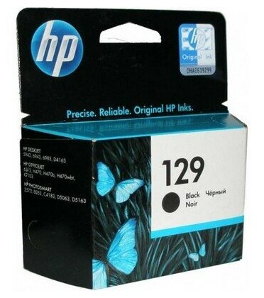 Картридж HP C9364HE № 129 black для HP DJ 5943, 6943, 6983, D4163, Officejet 6313, H470, K7103, Photosmart 2573, 8053, C4183, D5063, D5163 (ресурс 420 страниц)