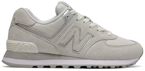 Кроссовки New Balance 574, летние, беговые, натуральная замша, размер 41 EU, белый, серый