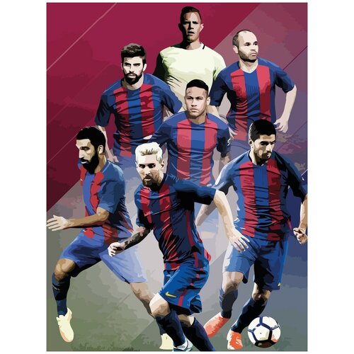 Картина по номерам на холсте Спорт Футбол Барселона - 877 30X40