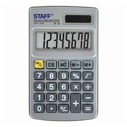 STAFF Калькулятор карманный металлический staff stf-1008 (103х62 мм) 8 разрядов двойное питание 250115