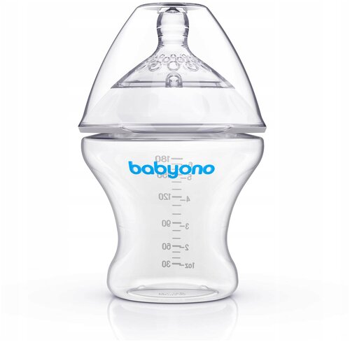 BabyOno Бутылочка Natural nursing антиколиковая 180 мл, с рождения, прозрачный