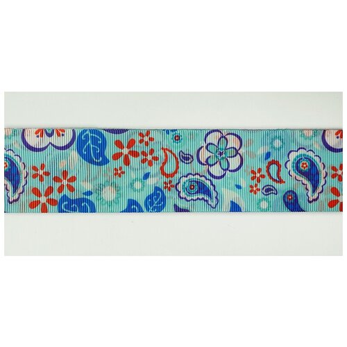 Лента репсовая SAFISA с рисунком, 39 мм, 15 м, цвет 02, голубой лента жаккардовая safisa 20 мм 15 м цвет 02