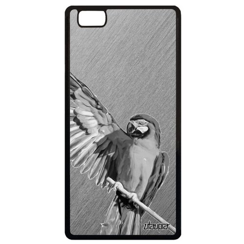 фото Противоударный чехол на смартфон // huawei p8 lite 2015 // "попугай" говорящий жако, utaupia, серый