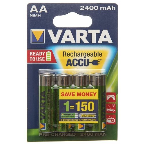 Аккумулятор VARTA POWER Ready 2 Use (предзаряженный) AA, 1.2 В, 2400 мАч, NiMH BL4