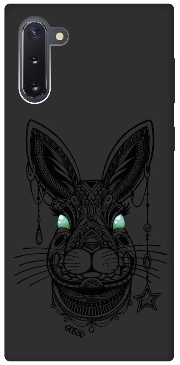 Ультратонкая защитная накладка Soft Touch для Samsung Galaxy Note 10 с принтом "Grand Rabbit" черная