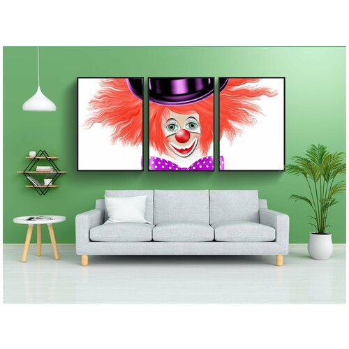 фото Набор модулных постеров для интерьера "рыжий клоун, красный нос, шапка" 60x90 см. в тубусе, без рамки lotsprints