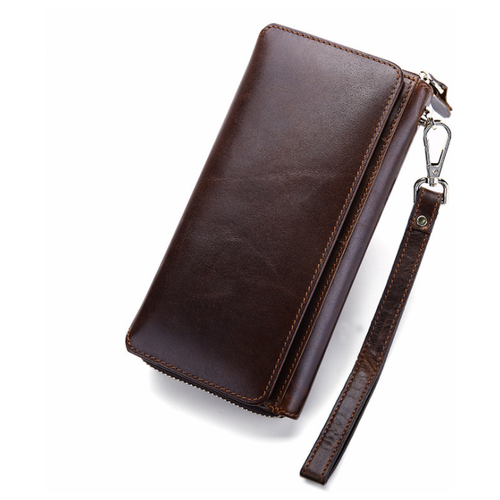 Кожаный мужской портмоне клатч MyPads Premium M-9376 из качественной импортной натуральной кожи на молнии коричневый