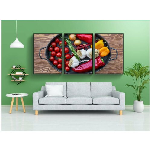 фото Набор модулных постеров для интерьера "помидор, чеснок, перец" 60x90 см. в тубусе, без рамки lotsprints