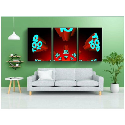 фото Модульный постер "вершина, топ 10, лучший" 180x90 см. из 3х частей в тубусе, без рамки lotsprints