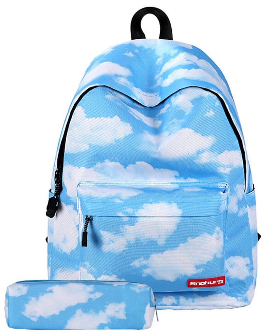 Рюкзак школьный для девочки и мальчика Snoburg пенал в комплекте голубое небо