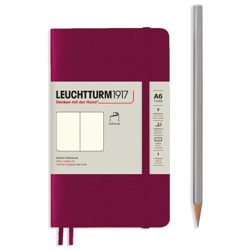Блокнот Leuchtturm Pocket A6 61л без линовки мягкая обложка Красный Портвейн