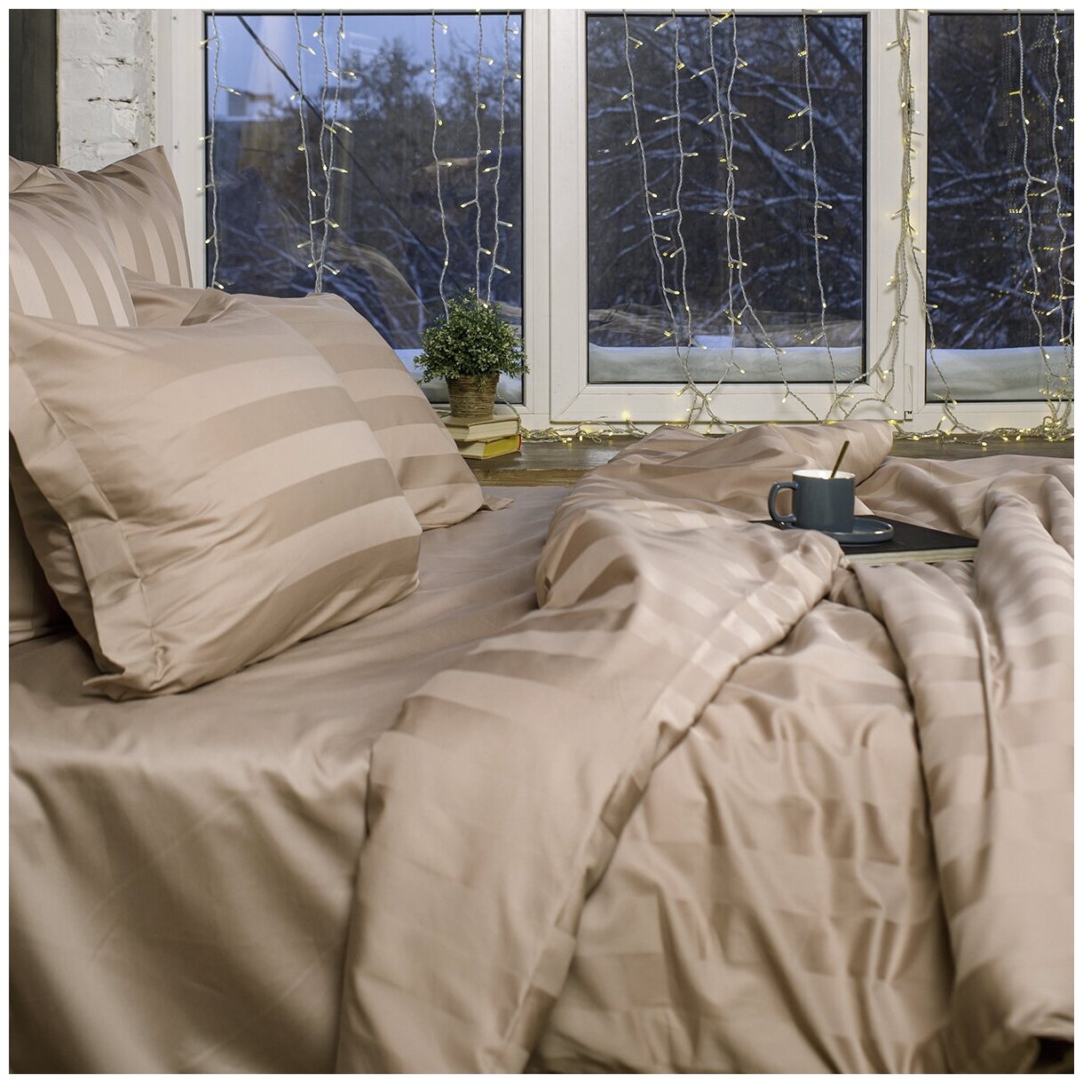 Комплект постельного белья La Prima постельное бельё мако-сатин миндаль, размер 2 спальный (175x215см) - фото №4