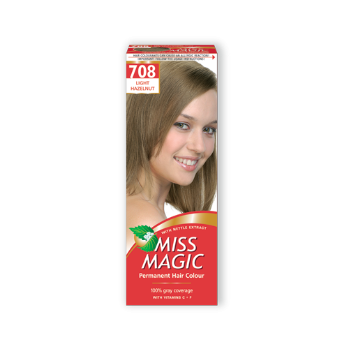 Miss Magic Стойкая краска для волос с экстрактом крапивы, 708 светлый лесной орех, 50 мл revlon ce 7 34 краска д волос св орех 70 мл