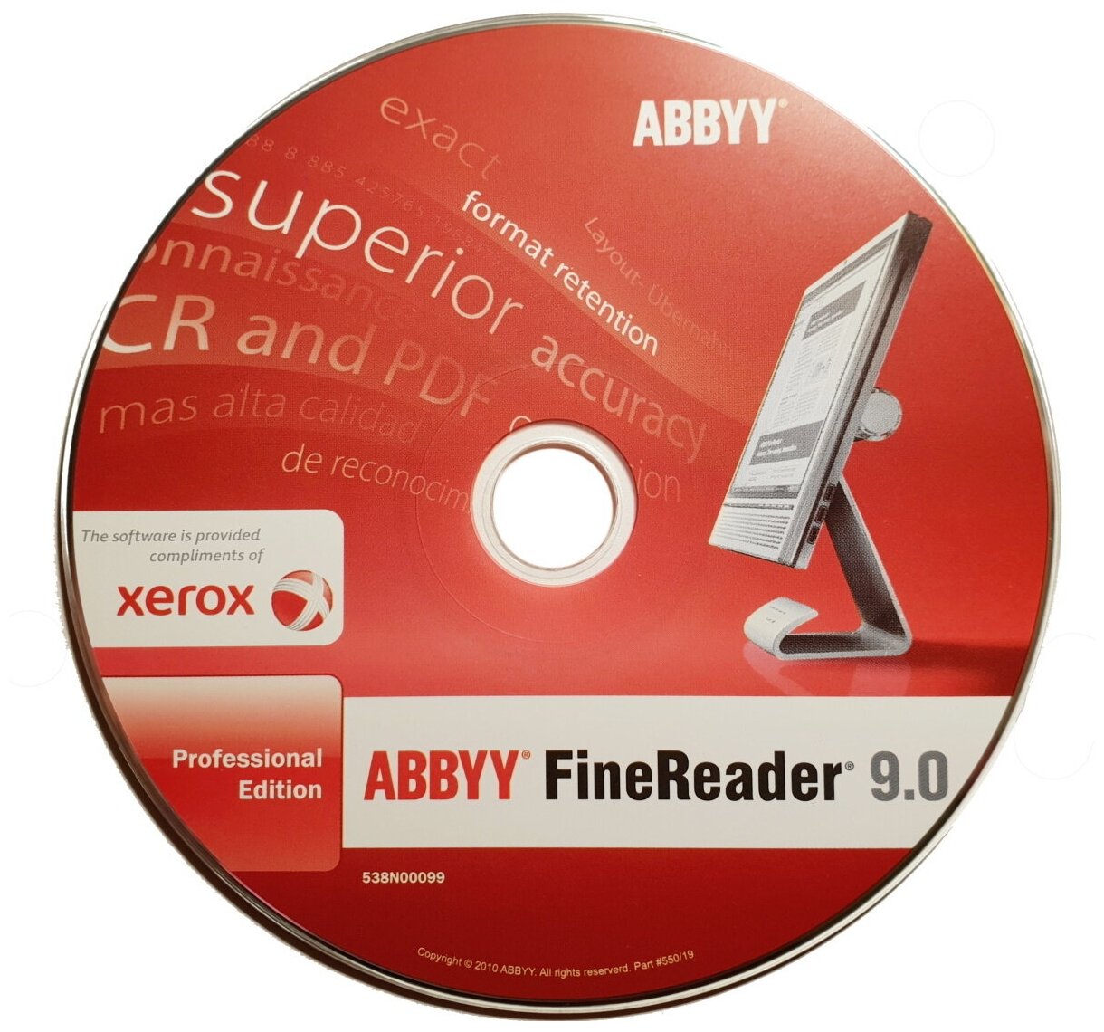 ПО ABBYY FineReader 9 OCR 9.0 Professional Edition by Xerox , лицензия бессрочная 538N00099