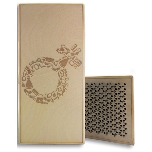 фото Доска садху красная человек - 275, размер 31x14, шаг гвоздей 10 мм чакра